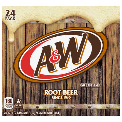 A&W 24 Pack No Caffeine Soda 24-12 fl oz Cans