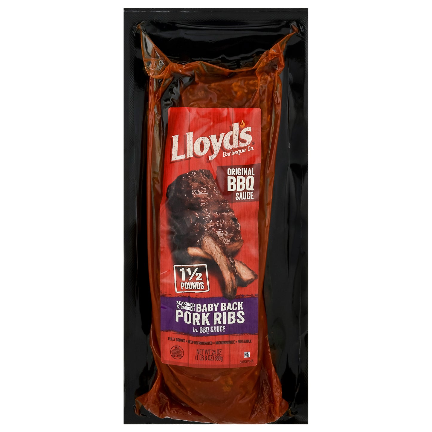 Lloyd's Baby Back Original BBQ Sauce Pork Ribs in BBQ Sauce 24 oz