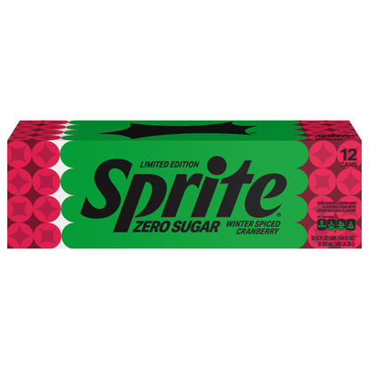 Sprite Winter Spiced Cranberry Zero Sugar Fridge Pack Cans, 12 fl oz, 12 Pack