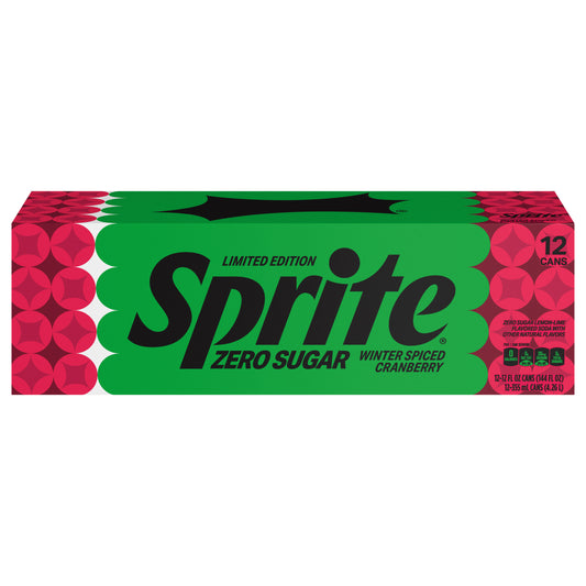 Sprite Winter Spiced Cranberry Zero Sugar Fridge Pack Cans, 12 fl oz, 12 Pack
