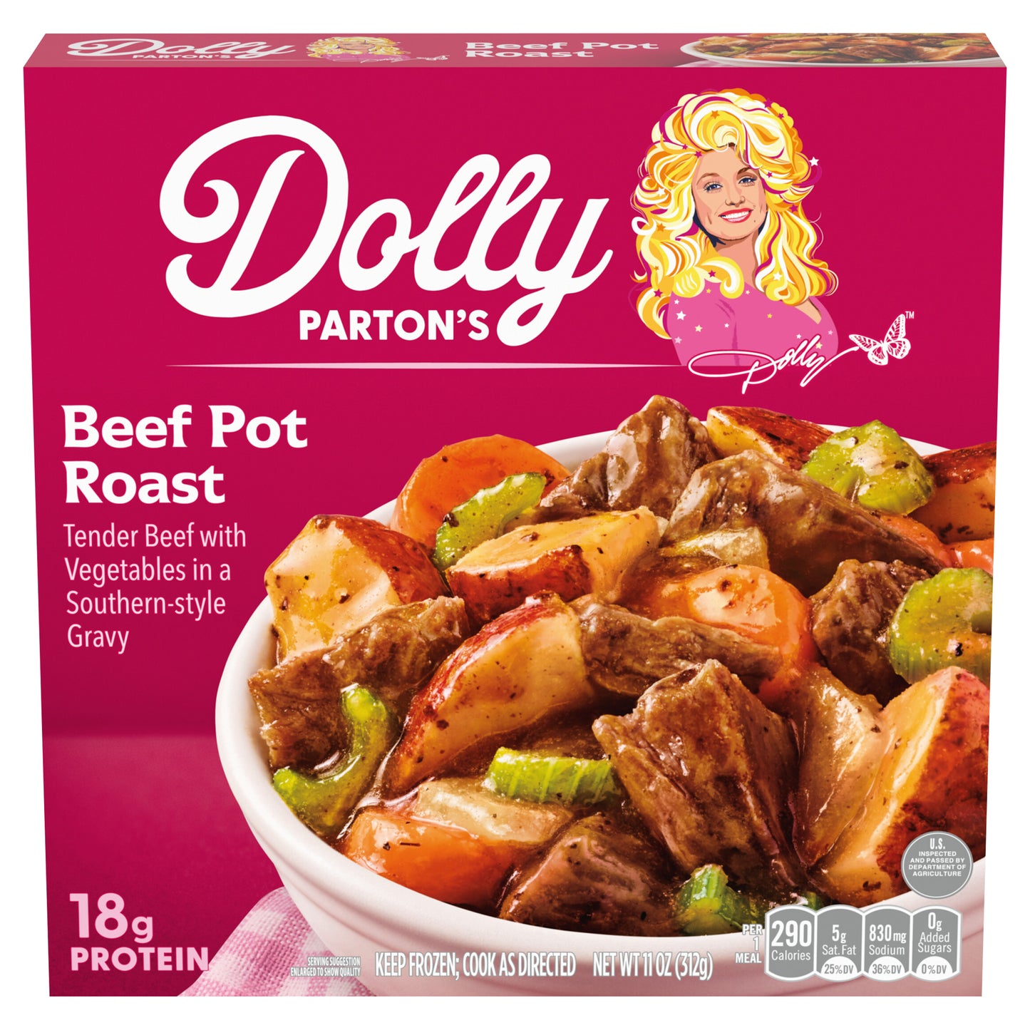 Dolly Parton's Beef Pot Roast With Vegetables in Southern Style Gravy, Frozen Meal, 11 oz.