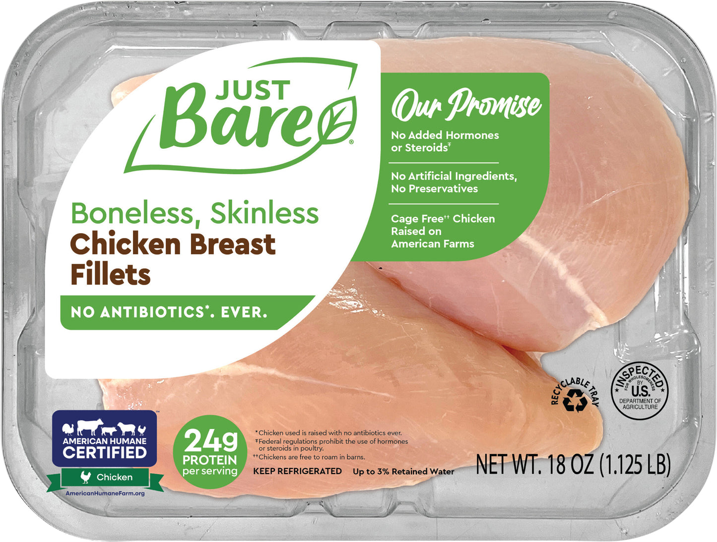 Just Bare Brand Boneless Skinless Chicken Breast Fillets