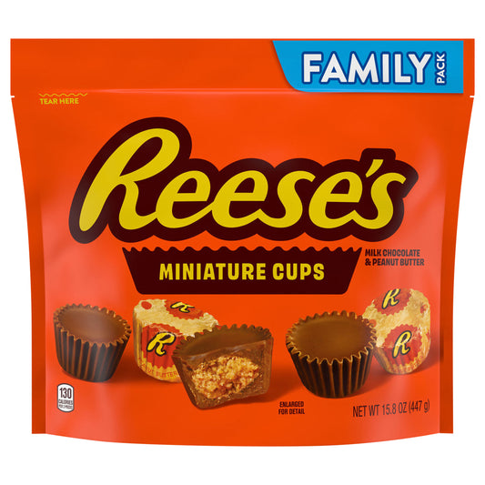 REESE'S Miniatures Milk Chocolate Peanut Butter Cups, Candy Family Pack, 15.8 oz