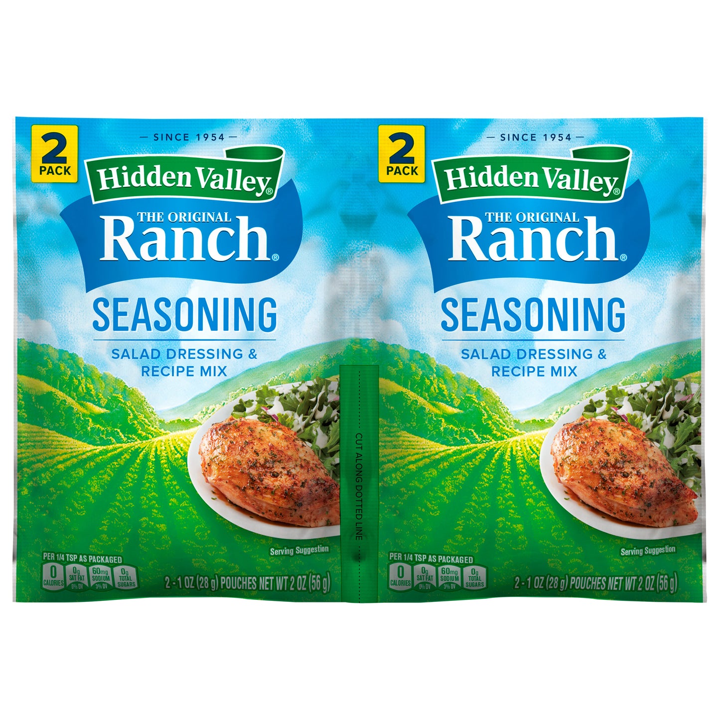 Hidden Valley Original Ranch Salad Dressing & Seasoning Mix Packets - 2 PACK 2-1 OZ (28 g) POUCHES NET WT 2 0Z (56 g)