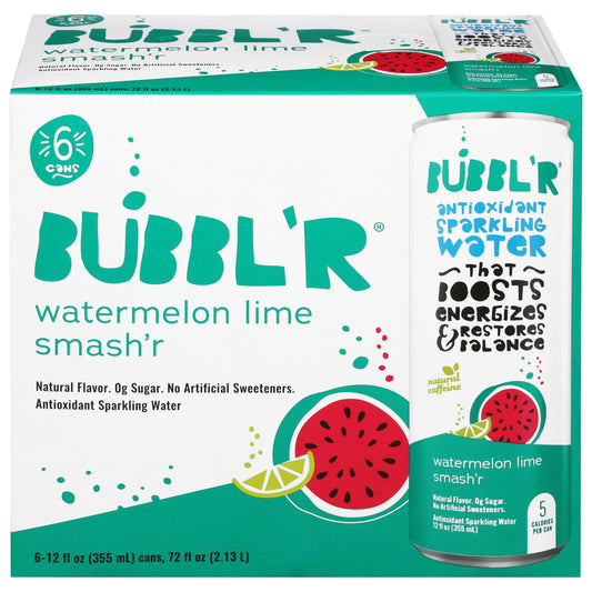 BUBBL'R Antioxidant Sparkling Water - watermelon lime smash'r - 6pk - 12 fl oz