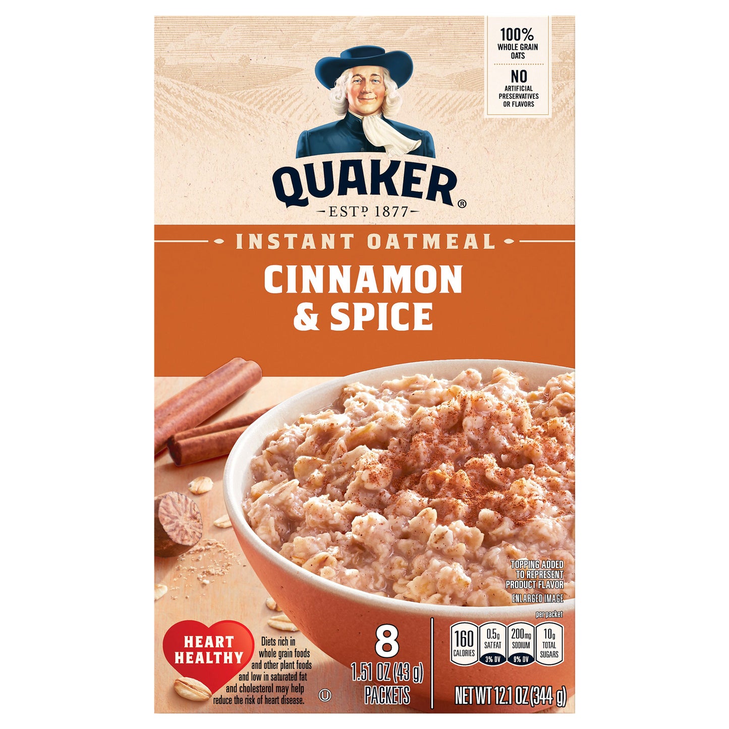 Quaker Instant Oatmeal Cinnamon & Spice 1.51 Oz 8 Count