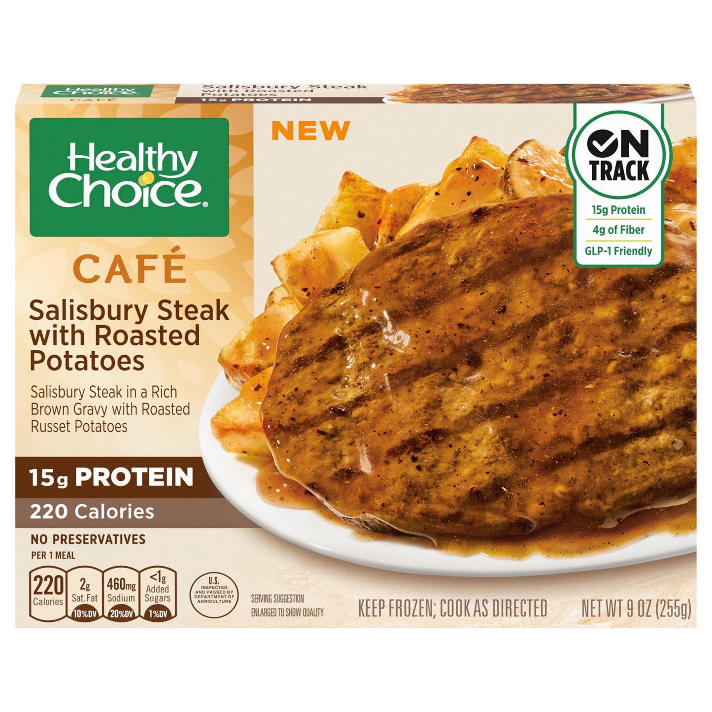 Healthy Choice Café Salisbury Steak with Roasted Potatoes, Frozen Meal, 9 oz.