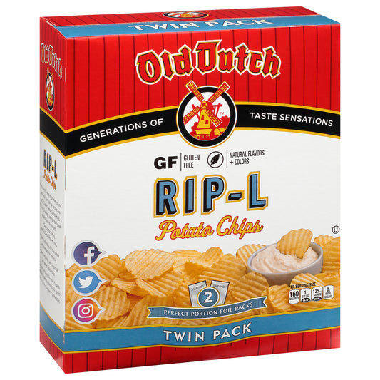 Old Dutch Rip-L Potato Chips 2-5 oz Bags