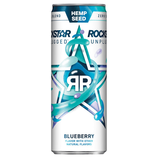 Rockstar Unplugged Sugar Free Energy Drink Blueberry 12 Fl Oz Can