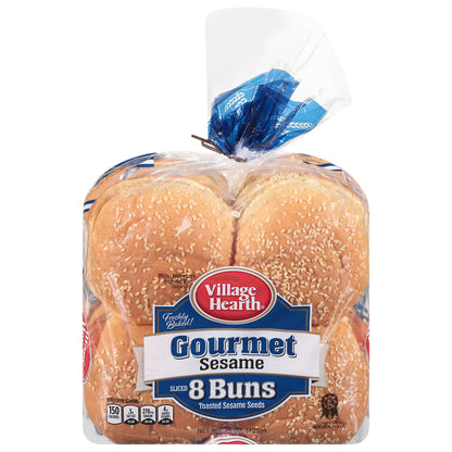 Village Hearth Sliced Gourmet Sesame Buns 8 ea