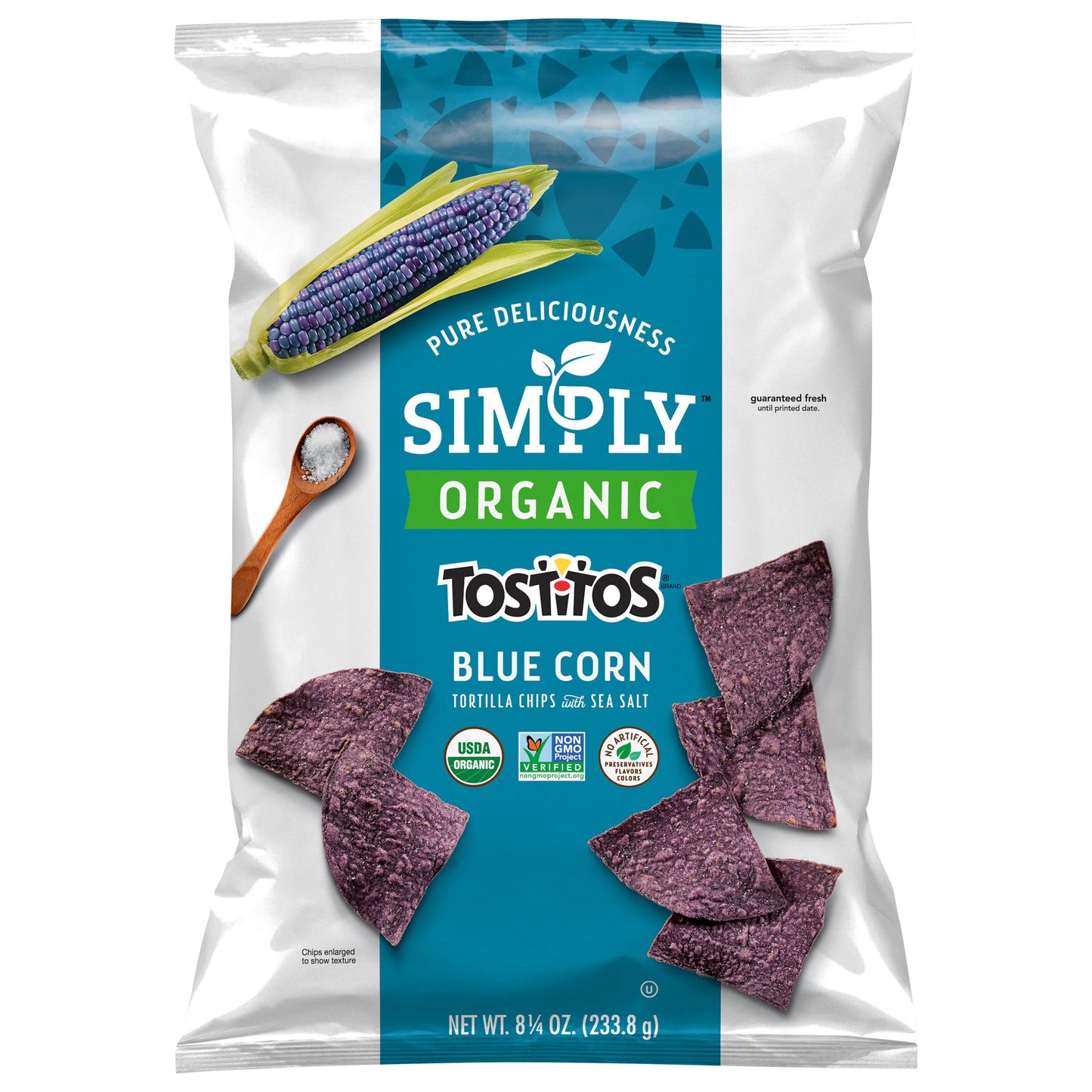Tostitos Simply Organic Tortilla Chips Blue Corn With Sea Salt 8.25 Oz
