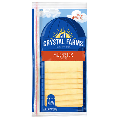 Crystal Farms Muenster Sliced Cheese, 7 oz, 10 count