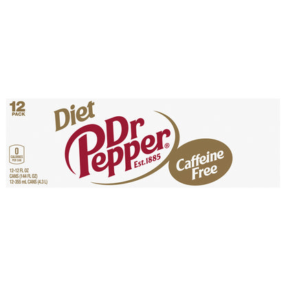 Caffeine Free Diet Dr Pepper Soda, 12 fl oz cans, 12 pack