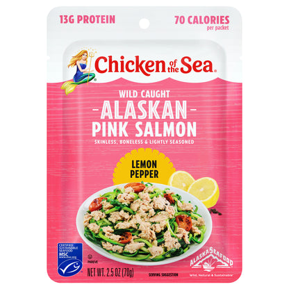 Chicken of the Sea Wild Caught Alaskan Pink Salmon Packet, Lemon Pepper 2.5 oz