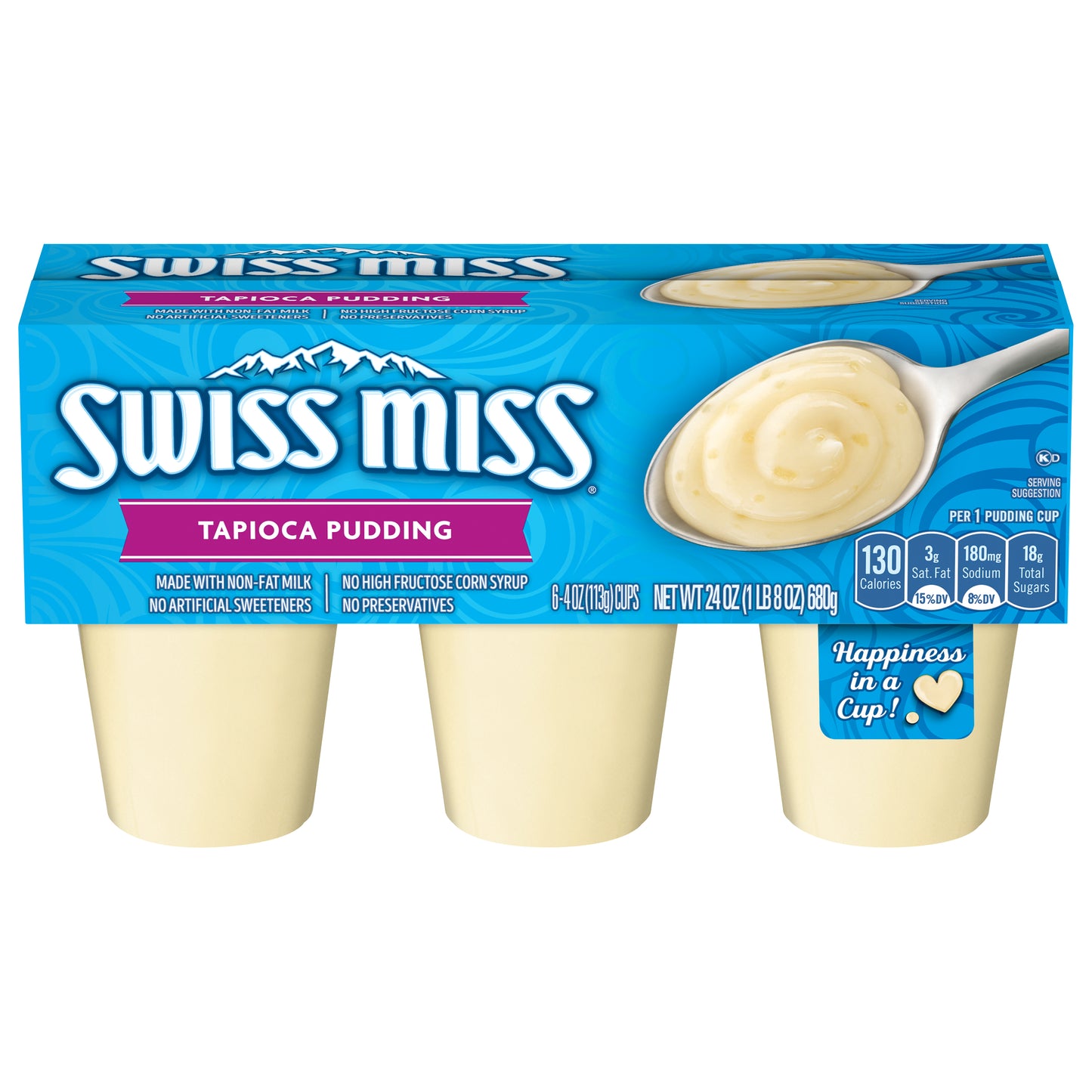 Swiss Miss Tapioca Pudding, 6 Count Pudding Cups (8 Pack)