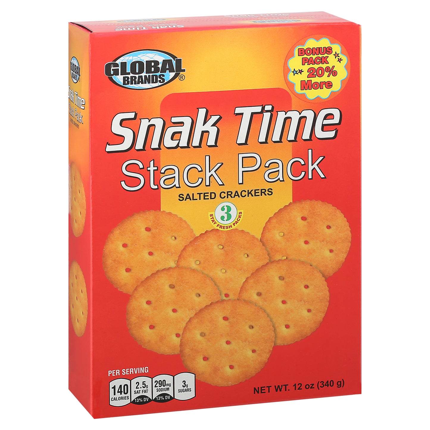 Global Brands Snak Time 3 Pack Stack Pack Salted Crackers 3 ea