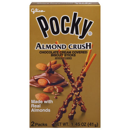 Pocky Chocolate Cream Covered Almond Crush Biscuit Sticks 2 ea