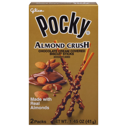 Pocky Chocolate Cream Covered Almond Crush Biscuit Sticks 2 ea