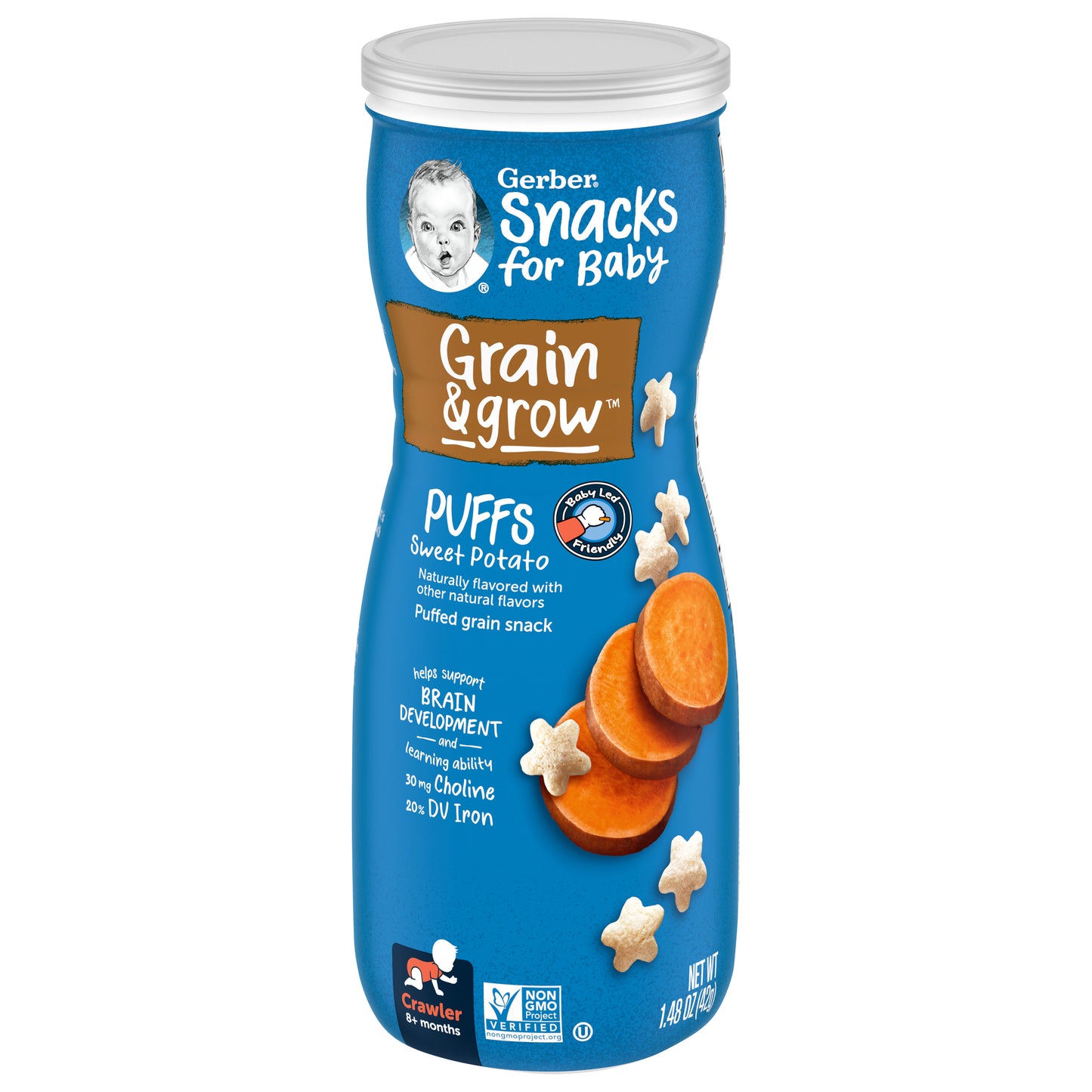 Gerber Snacks for Baby Sweet Potato Puffs 1.48 oz Snacks Canister