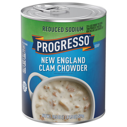 Progresso New England Clam Chowder, Reduced Sodium Canned Soup, 18.5 oz
