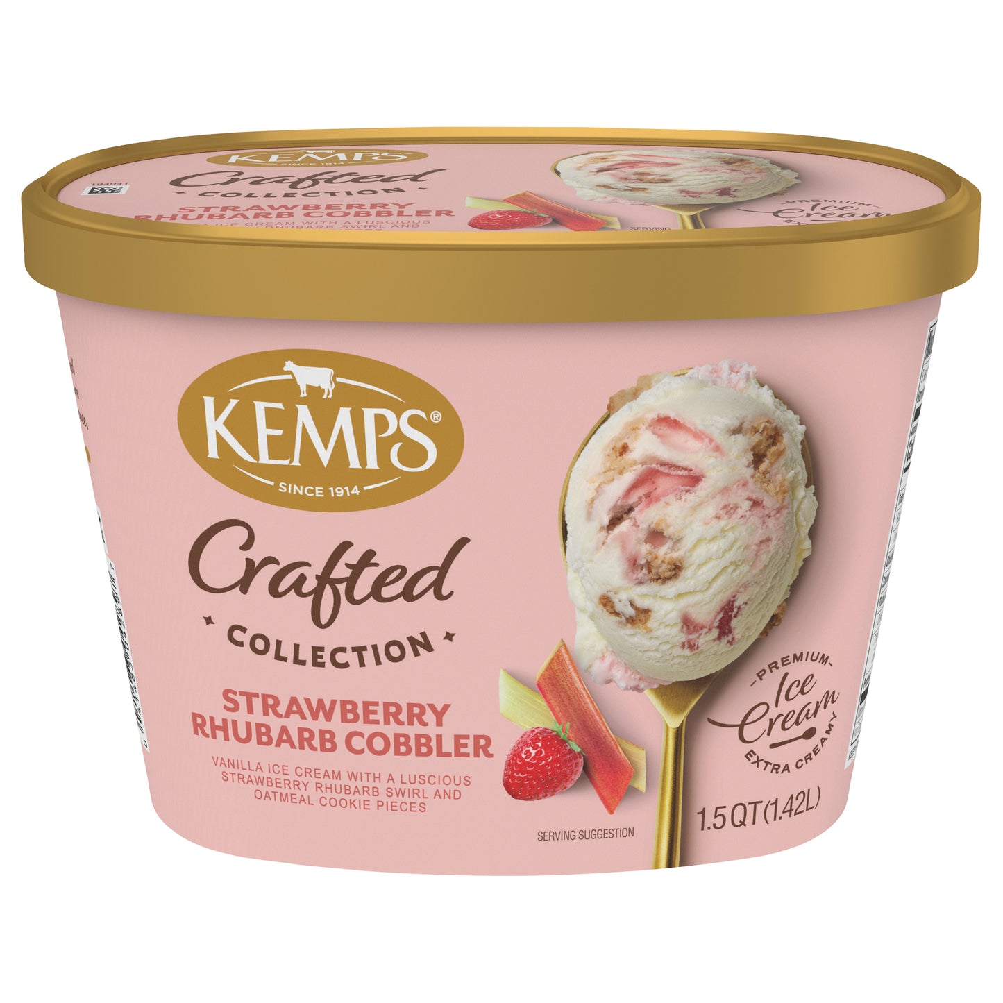 Kemps Crafted Collection Strawberry Rhubarb Cobbler Ice Cream 1.5 Quart