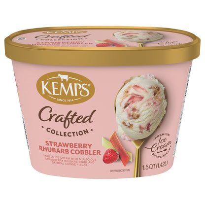 Kemps Crafted Collection Strawberry Rhubarb Cobbler Ice Cream 1.5 Quart