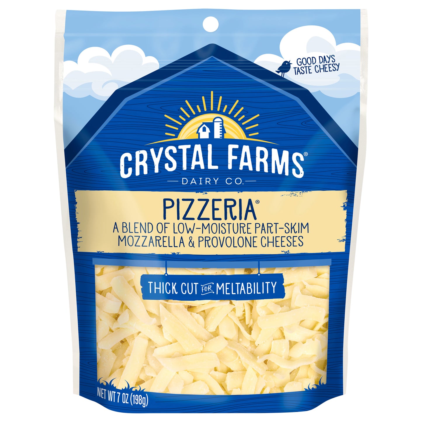 Crystal Farms Shredded Thick Cut Pizzeria Cheese, 7 oz