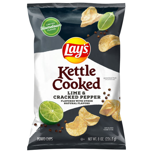Lay's Kettle Cooked Potato Chips Lime & Cracked Pepper 8 Oz