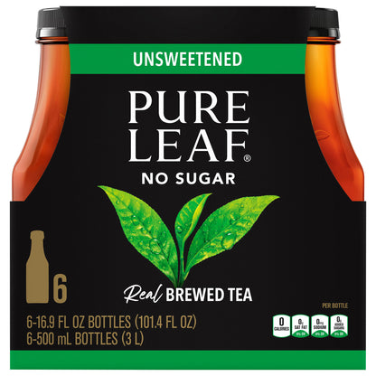 Pure Leaf No Sugar Unsweetened Brewed Tea 6 - 16.9 fl oz Bottles