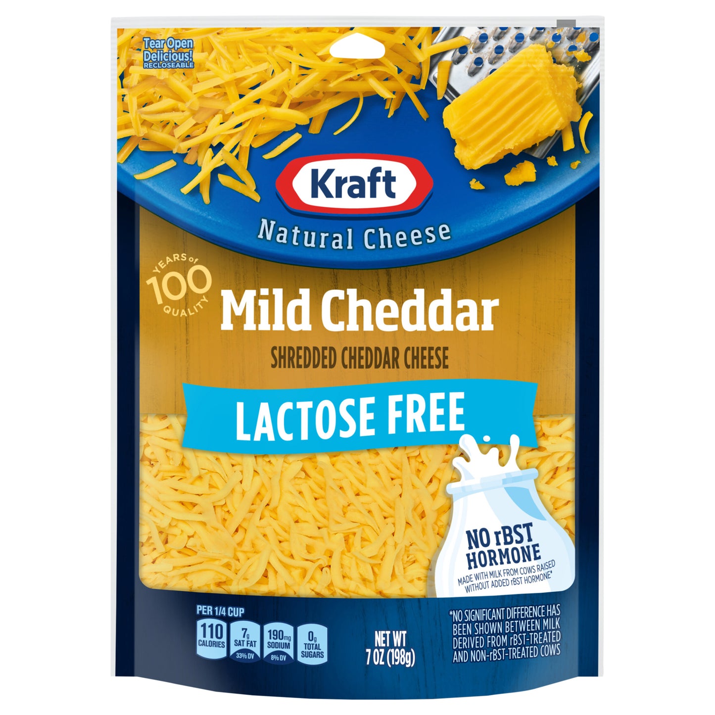 Kraft Lactose Free Cheddar Shredded Natural Cheese 7 oz Bag