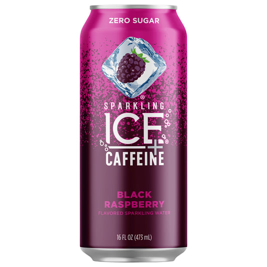 Sparkling Ice +Caffeine Zero Sugar Black Raspberry Flavored Sparkling Water 16 fl oz