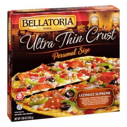 Bellatoria Personal Size Ultra Thin Crust Ultimate Supreme Pizza 7.8 oz