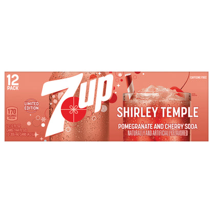 7UP Shirley Temple Pomegranate and Cherry Flavored Soda, 12 fl oz cans, 12 pack