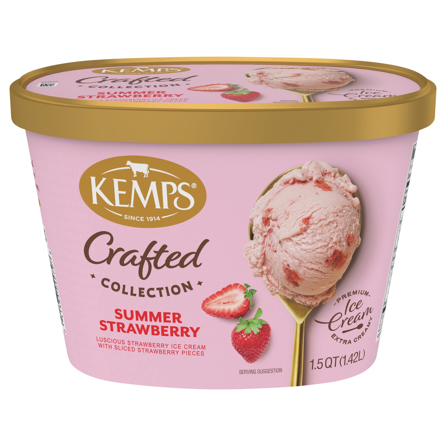 Kemps Crafted Collection Summer Strawberry Ice Cream 1.5 Quart