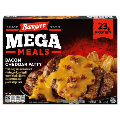 Banquet MEGA Meals Bacon Cheddar Patty, Frozen Meal, 11.5 oz.