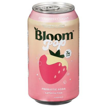 Bloom Pop Caffeine-Free Prebiotic Strawberry Cream Soda 12 fl oz