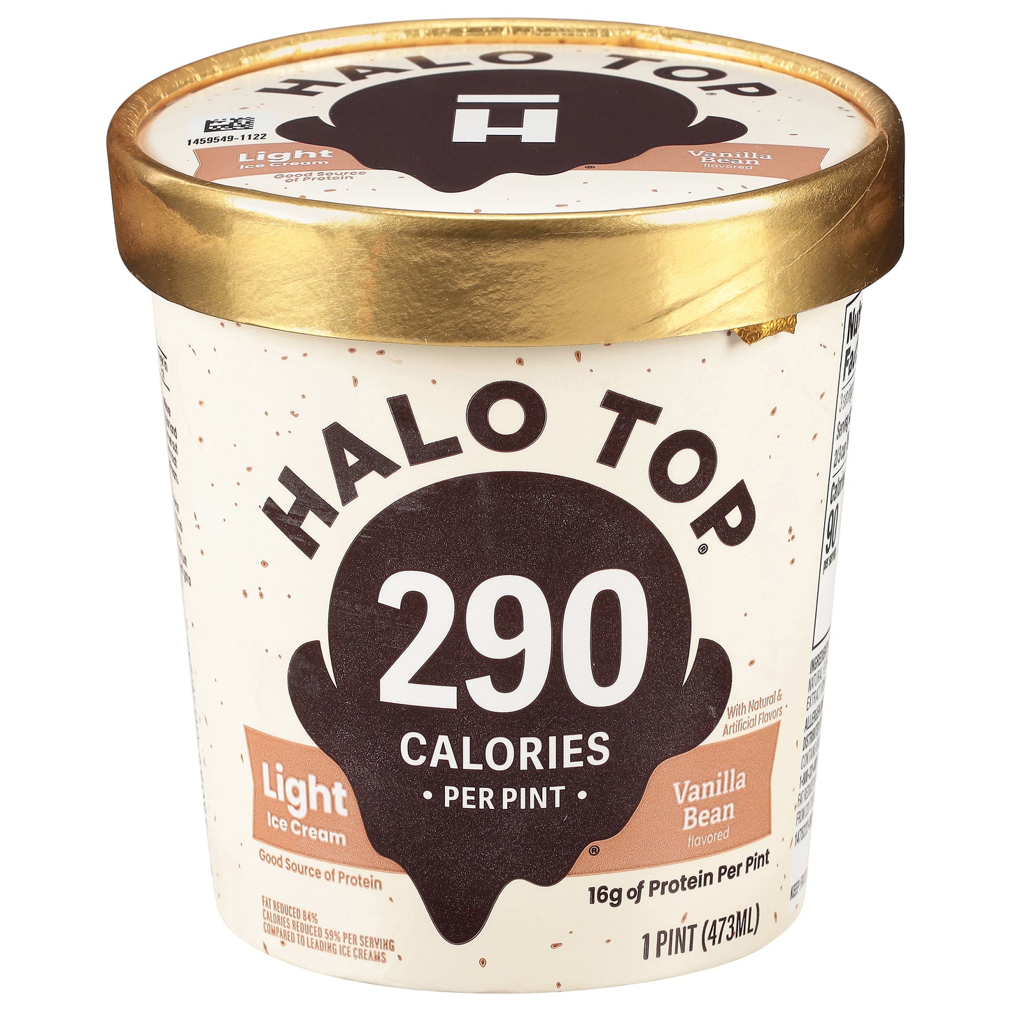 Halo Top Low-Calorie Vanilla Bean Light Ice Cream Pint, 16 fl oz
