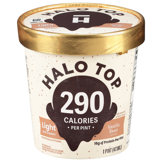 Halo Top Low-Calorie Vanilla Bean Light Ice Cream Pint, 16 fl oz