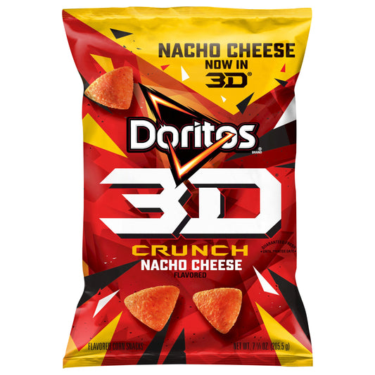 Doritos 3D Crunch Flavored Corn Snacks Nacho Cheese Flavored 7 1/4 Oz