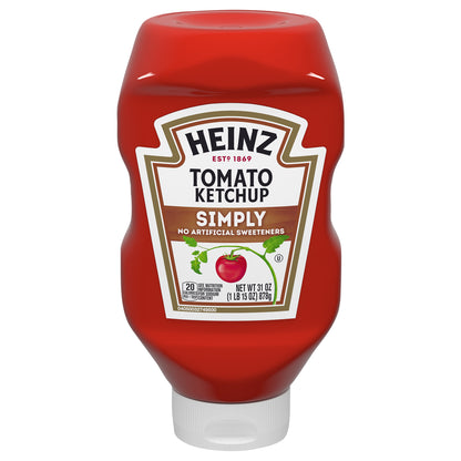 Heinz Simply Tomato Ketchup with No Artificial Sweeteners, 31 oz Bottle