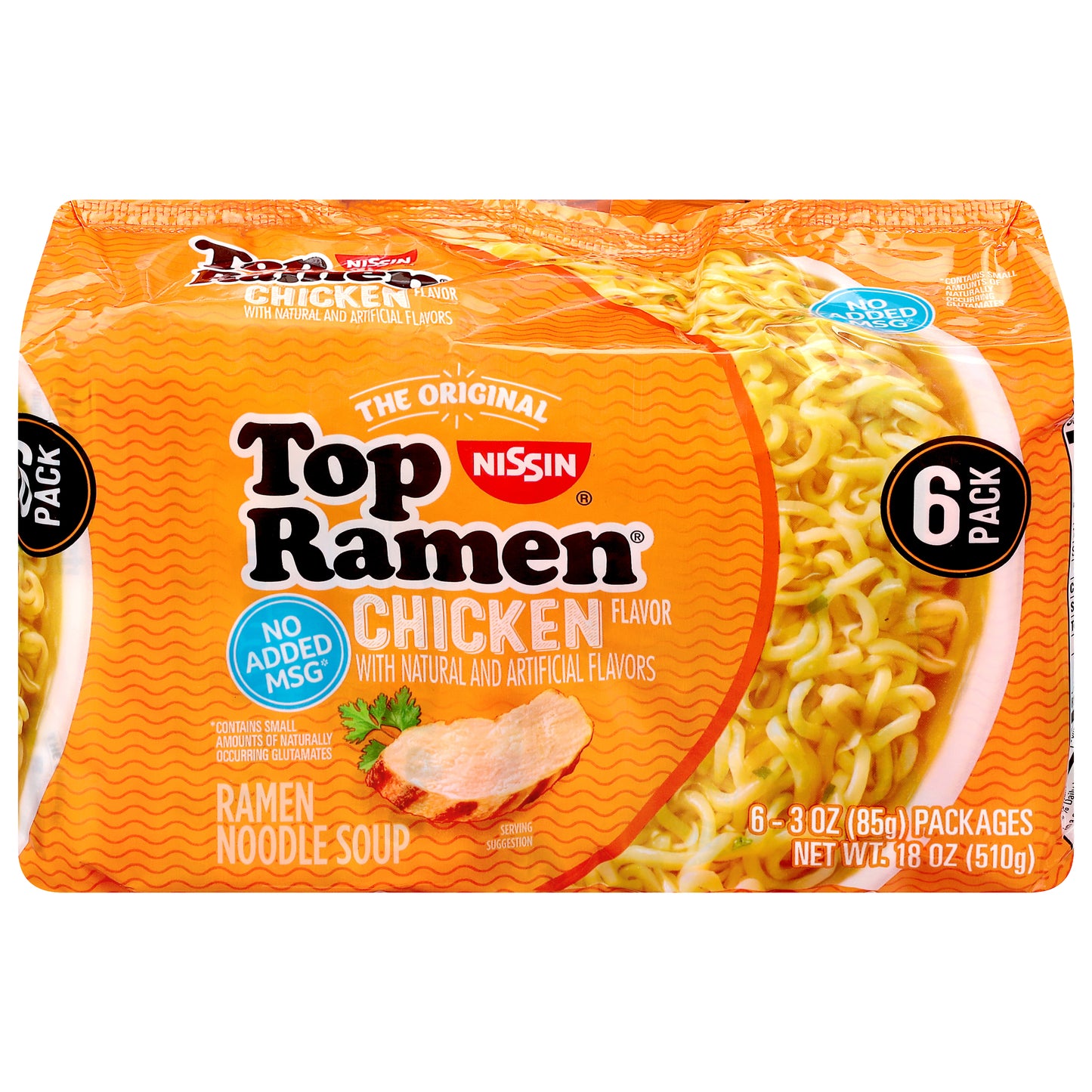 Nissin Top Ramen 6 Pack Chicken Flavor Ramen Noodle Soup 6 - 3 oz Packages