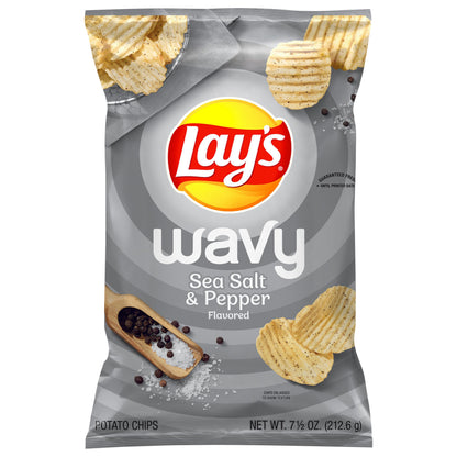 Lay's Wavy Potato Chips Sea Salt & Pepper Flavored 7 1/2 Oz
