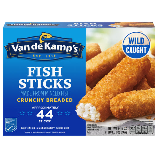Van de Kamp's Fish Sticks, Made With 100% Real Fish, Frozen, 24.6 oz. 44-Count