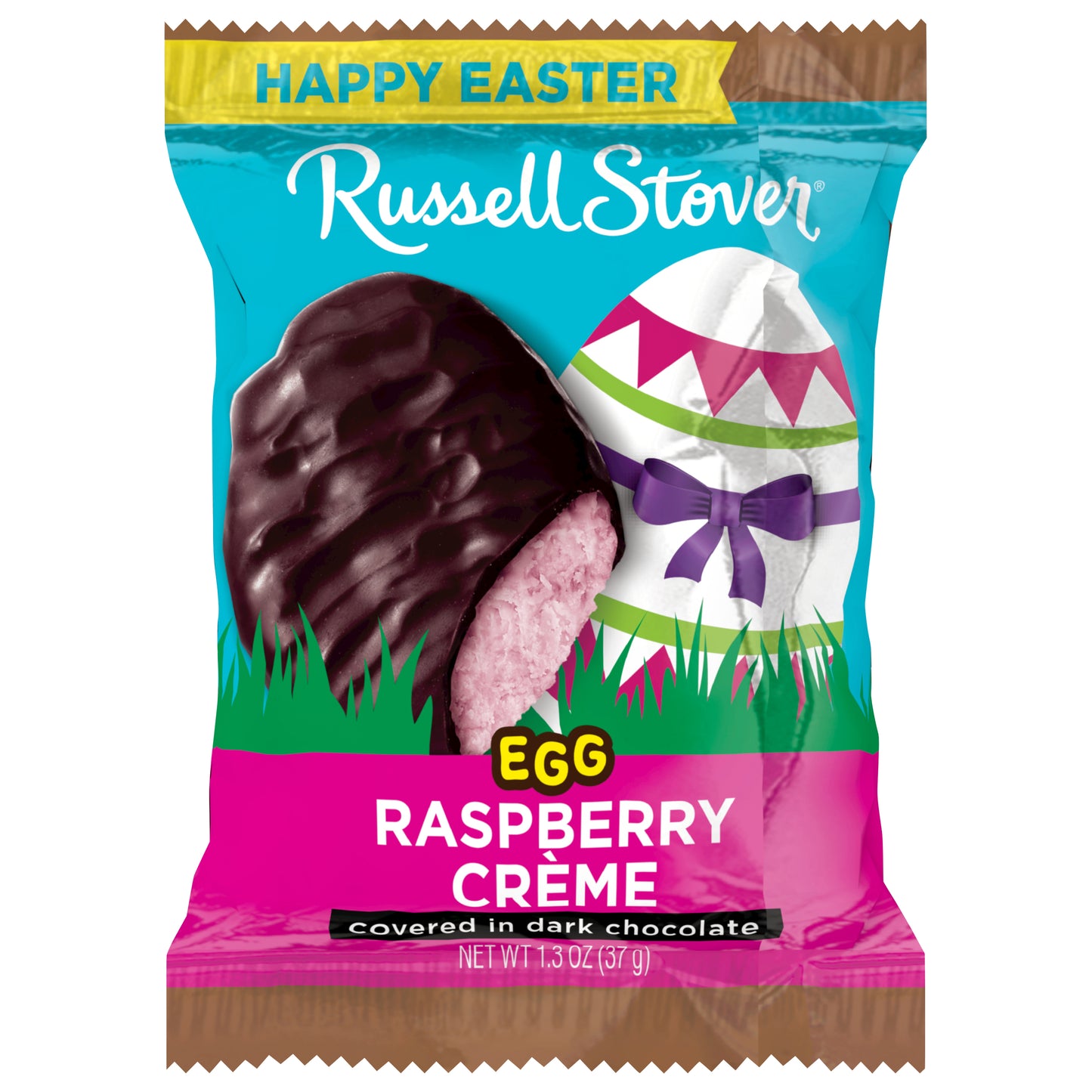 RUSSELL STOVER Easter Raspberry Crème Dark Chocolate Candy Easter Egg, 1.3 oz.
