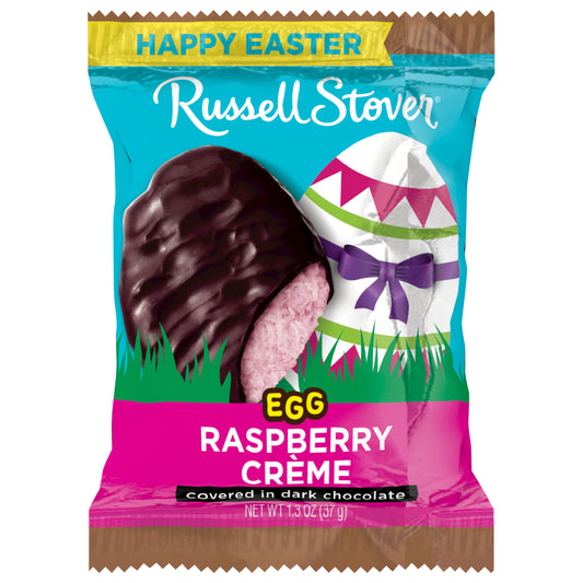 RUSSELL STOVER Easter Raspberry Crème Dark Chocolate Candy Easter Egg, 1.3 oz.