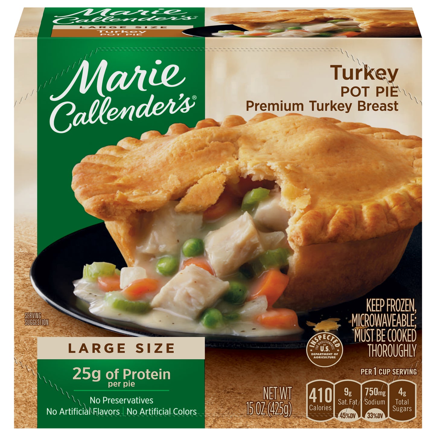 Marie Callender's Frozen Meal, Turkey Pot Pie, 15 Ounce