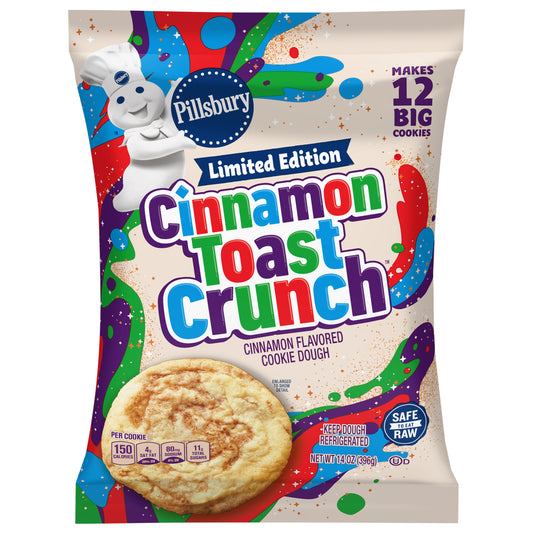Pillsbury Limited Edition Cinnamon Toast Crunch Cookie Dough, Cinnamon Flavored, Makes 12 Big Cookies, 14 oz