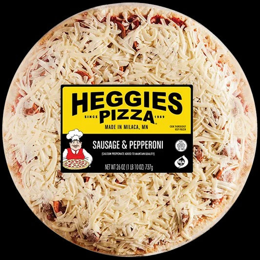 Heggies Pizza Thin Crust, Sausage & Pepperoni