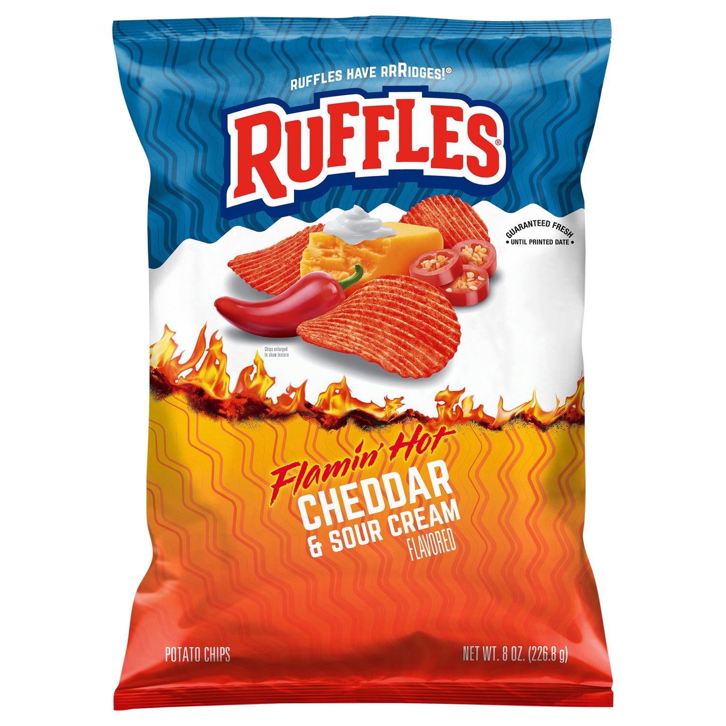 Ruffles Potato Chips Flamin' Hot Cheddar & Sour Cream Flavored 8 Oz