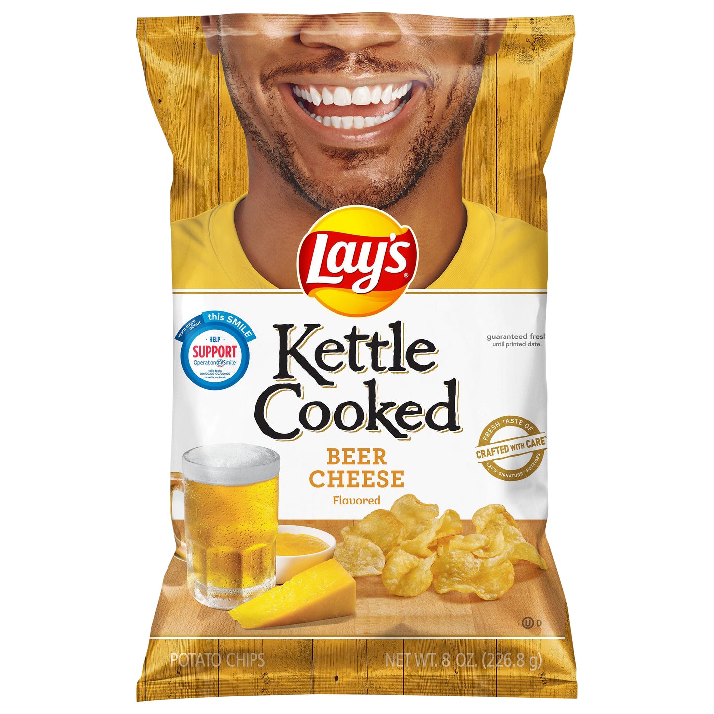 Lay's Kettle Cooked Potato Chips Beer Cheese Flavored 8 Oz